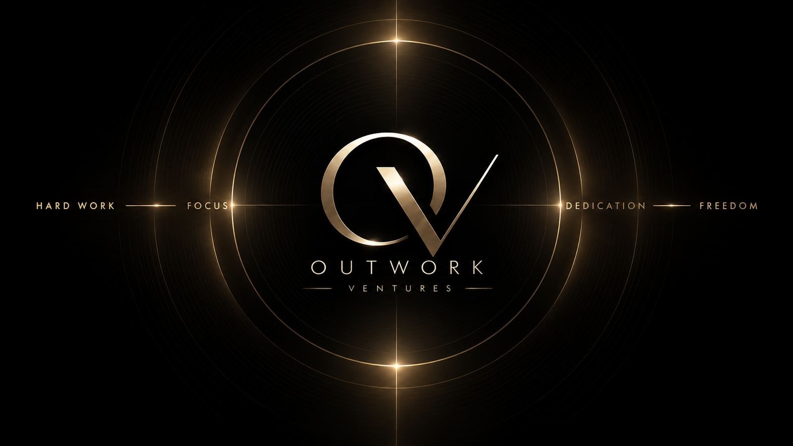 OUTWORK VENTURES logo with Hard Work, Focus, Dedication and Freedom